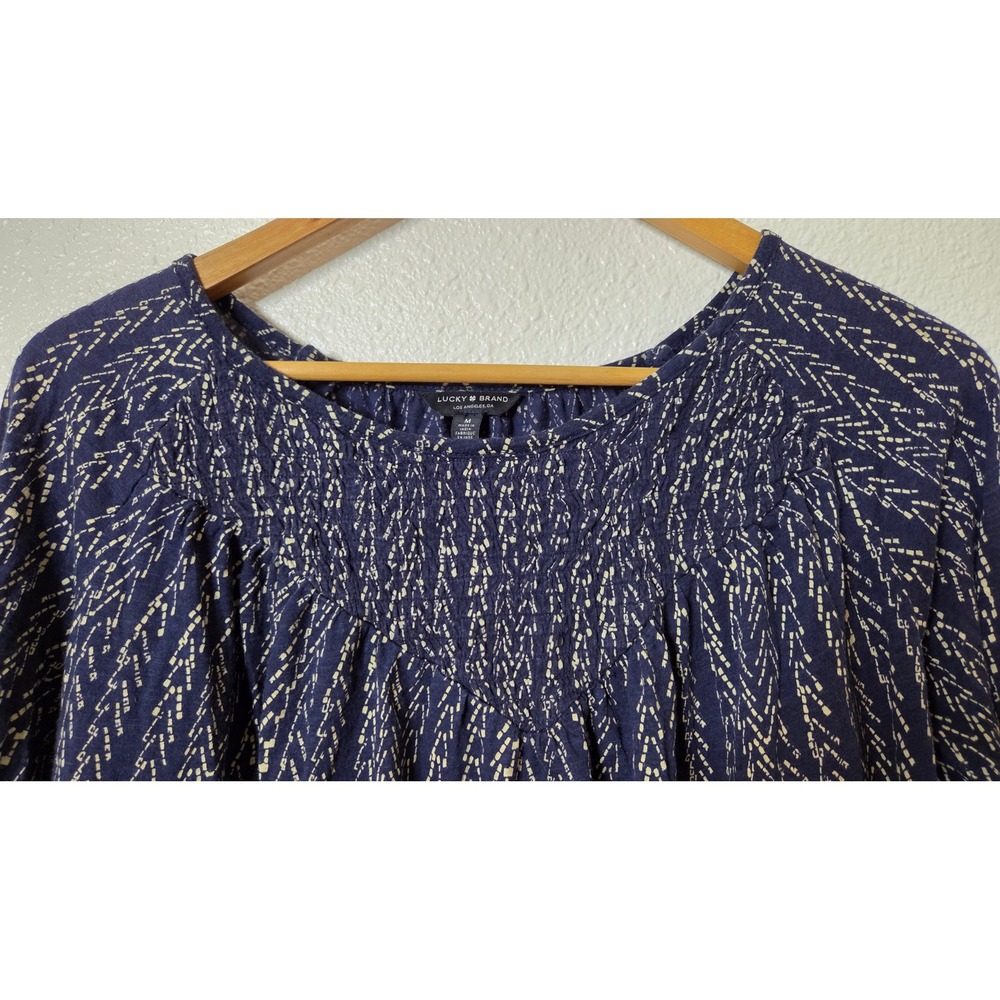 Boho Peasant Blouse Medium Smocked Sleeve Indie Festival Western Boho Top - Picture 2 of 6